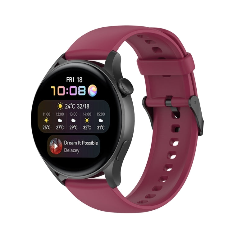 For Huawei Watch 4 / Watch 4 Pro Solid Color Silicone Stainless Steel Black Buckle Watch Band
