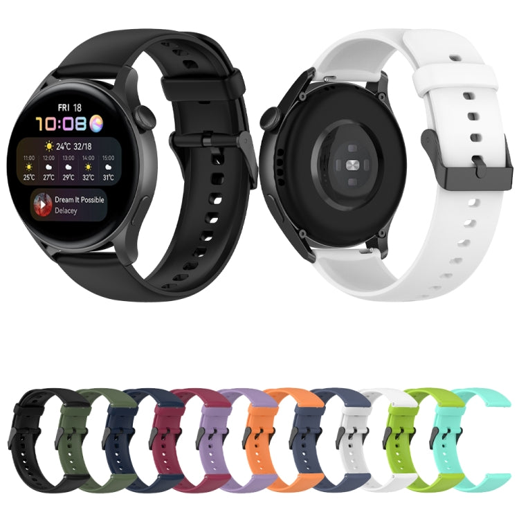 For Huawei Watch 4 / Watch 4 Pro Solid Color Silicone Stainless Steel Black Buckle Watch Band