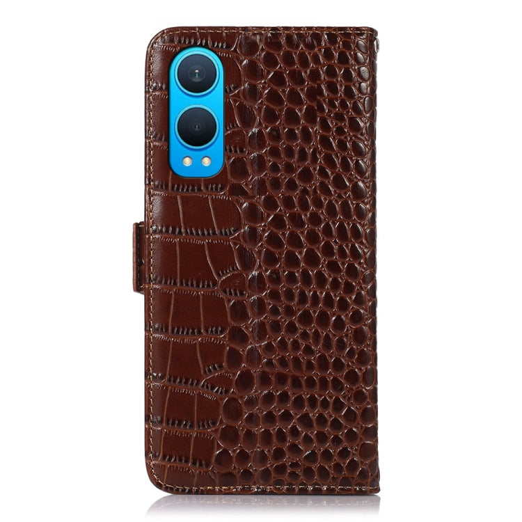 For OnePlus Nord CE4 Lite Crocodile Top Layer Cowhide Leather Phone Case