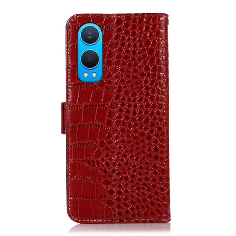 For OnePlus Nord CE4 Lite Crocodile Top Layer Cowhide Leather Phone Case