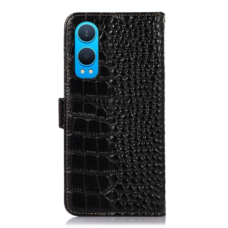For OnePlus Nord CE4 Lite Crocodile Top Layer Cowhide Leather Phone Case