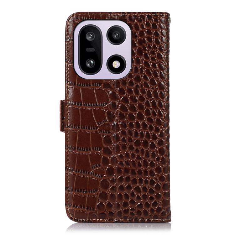 For OnePlus 15 Crocodile Top Layer Cowhide Leather Phone Case