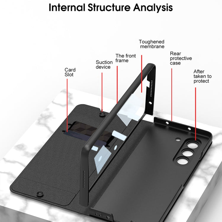 For Samsung Galaxy Z Fold5 GKK Integrated Shockproof Leather Phone Case with Pen Slots