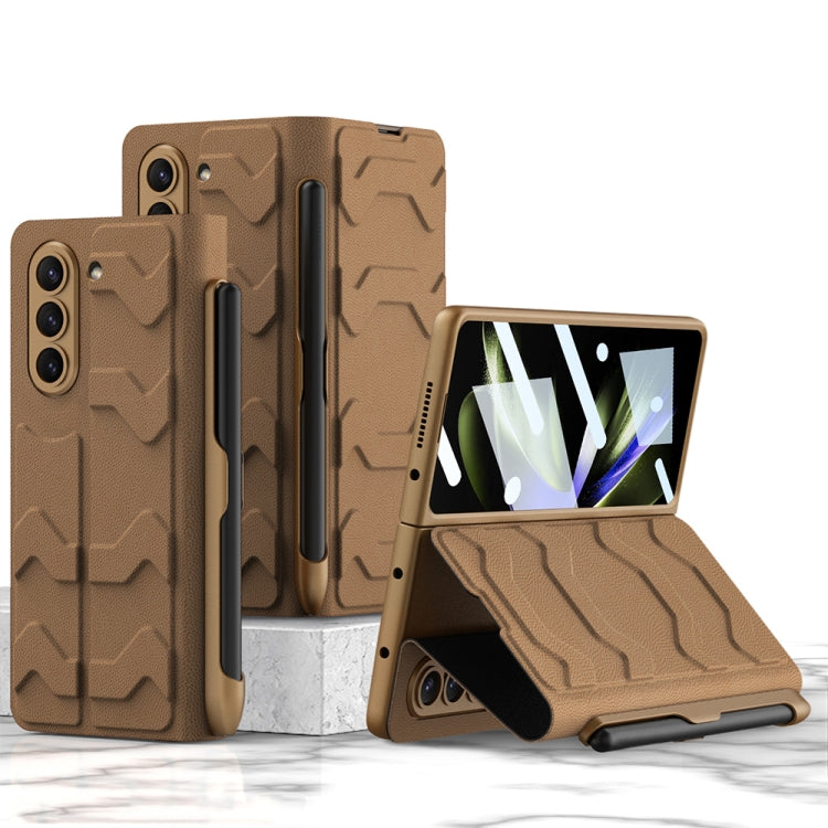 For Samsung Galaxy Z Fold5 GKK Integrated Shockproof Leather Phone Case with Pen Slots