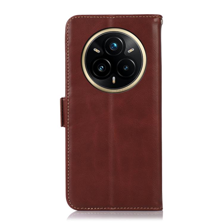 For Realme 14 Pro 5G Global Magnetic Crazy Horse Texture Genuine Leather RFID Phone Case
