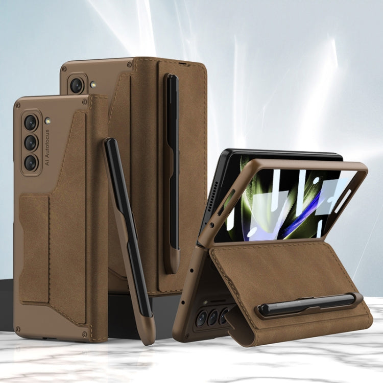 For Samsung Galaxy Z Fold5 GKK Armor Flip Leather Phone Case with Pen Slots