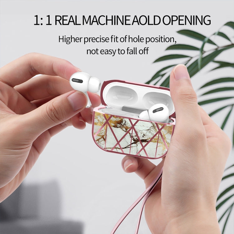 For AirPods Pro Electroplated Printed TPU Earphone Protective Case with Lanyard