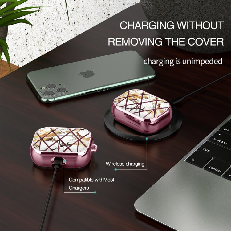 For AirPods Pro Electroplated Printed TPU Earphone Protective Case with Lanyard