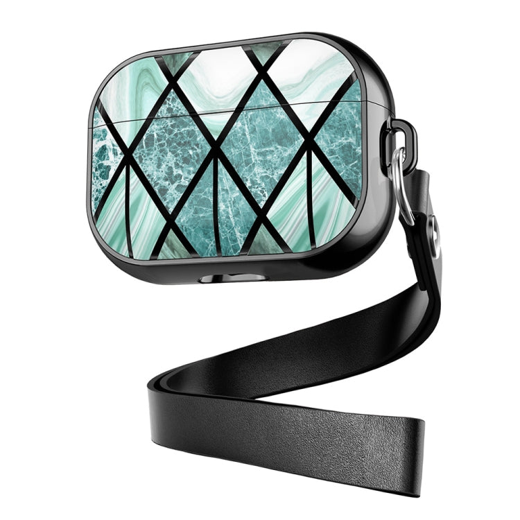For AirPods Pro Electroplated Printed TPU Earphone Protective Case with Lanyard