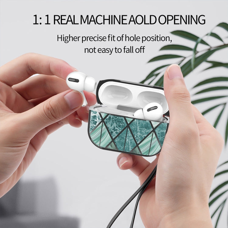 For AirPods Pro Electroplated Printed TPU Earphone Protective Case with Lanyard