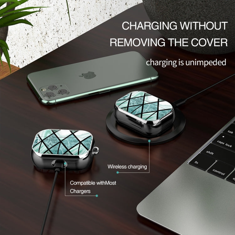 For AirPods Pro Electroplated Printed TPU Earphone Protective Case with Lanyard