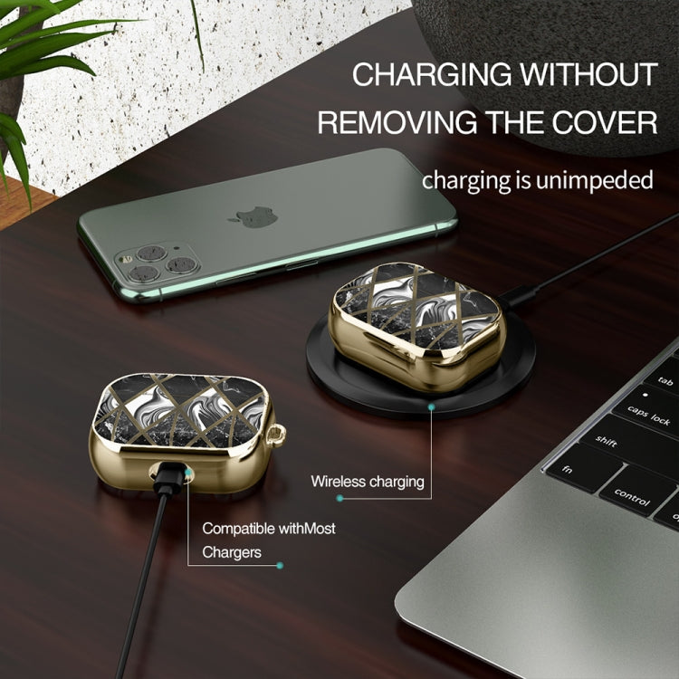 For AirPods Pro Electroplated Printed TPU Earphone Protective Case with Lanyard