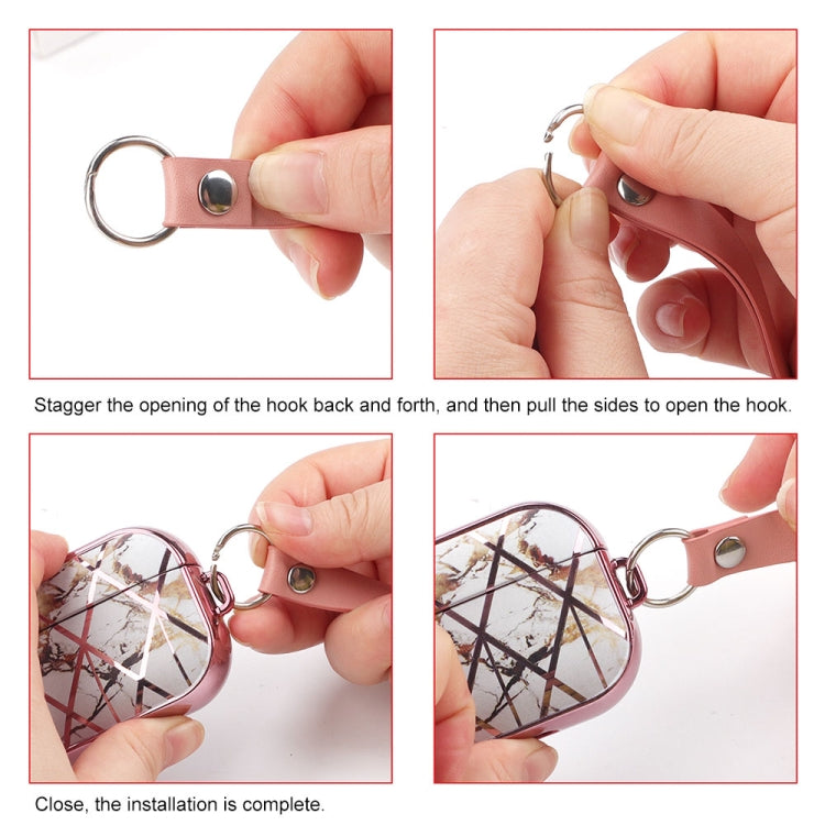 For AirPods Pro Electroplated Printed TPU Earphone Protective Case with Lanyard