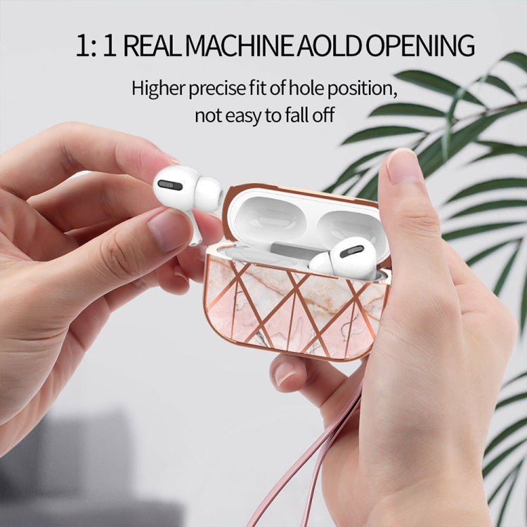 For AirPods Pro Electroplated Printed TPU Earphone Protective Case with Lanyard