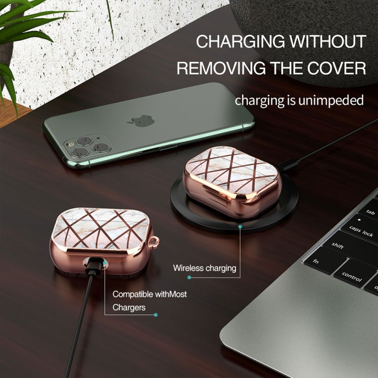 For AirPods Pro Electroplated Printed TPU Earphone Protective Case with Lanyard