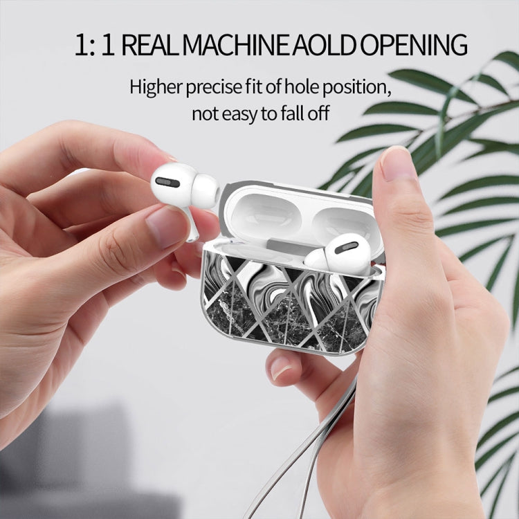 For AirPods Pro Electroplated Printed TPU Earphone Protective Case with Lanyard