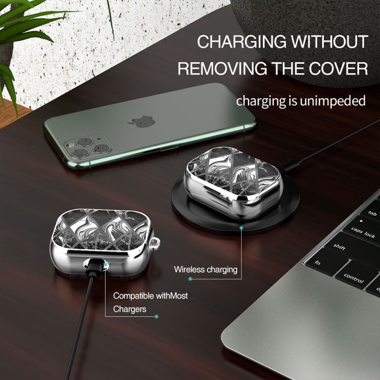 For AirPods Pro Electroplated Printed TPU Earphone Protective Case with Lanyard
