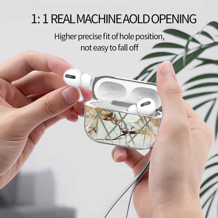 For AirPods Pro Electroplated Printed TPU Earphone Protective Case with Lanyard