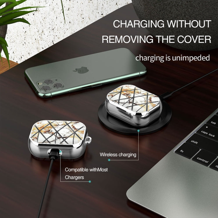 For AirPods Pro Electroplated Printed TPU Earphone Protective Case with Lanyard