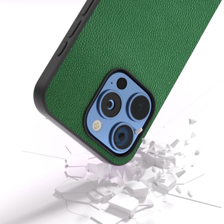 For iPhone 16 Pro Max ABEEL Black Edge Genuine Leather Mino Phone Case