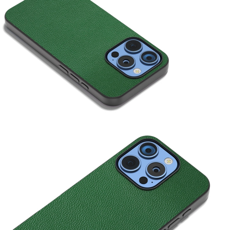 For iPhone 16 Pro ABEEL Black Edge Genuine Leather Mino Phone Case