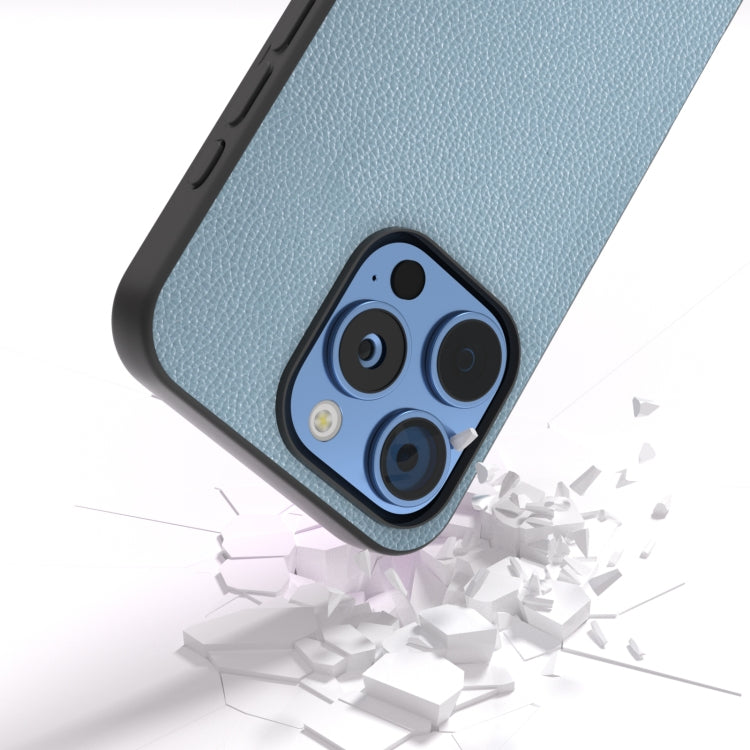 For iPhone 16 Pro ABEEL Black Edge Genuine Leather Mino Phone Case