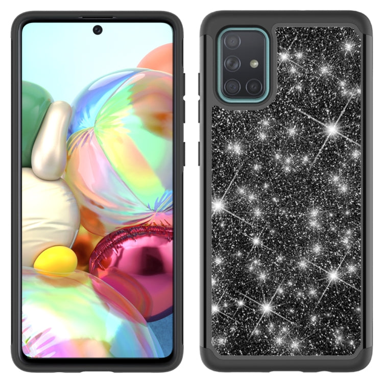 For Samsung Galaxy A71 Glitter Powder Contrast Skin Shockproof Silicone + PC Protective Case