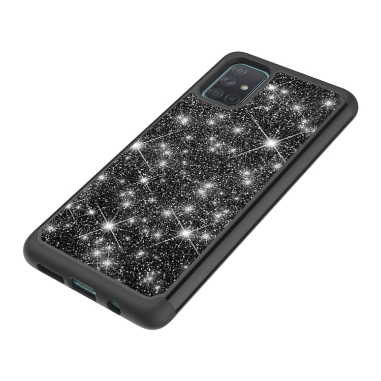 For Samsung Galaxy A71 Glitter Powder Contrast Skin Shockproof Silicone + PC Protective Case