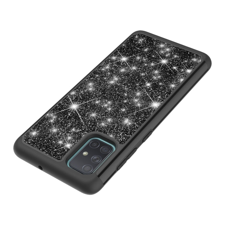 For Samsung Galaxy A71 Glitter Powder Contrast Skin Shockproof Silicone + PC Protective Case