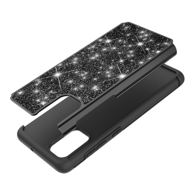 For Samsung Galaxy A71 Glitter Powder Contrast Skin Shockproof Silicone + PC Protective Case