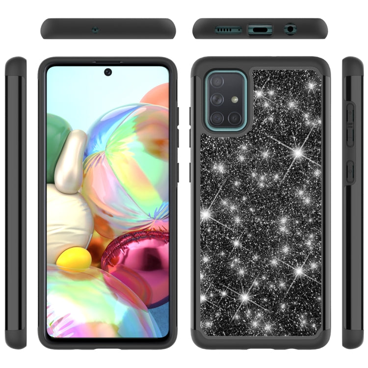 For Samsung Galaxy A71 Glitter Powder Contrast Skin Shockproof Silicone + PC Protective Case