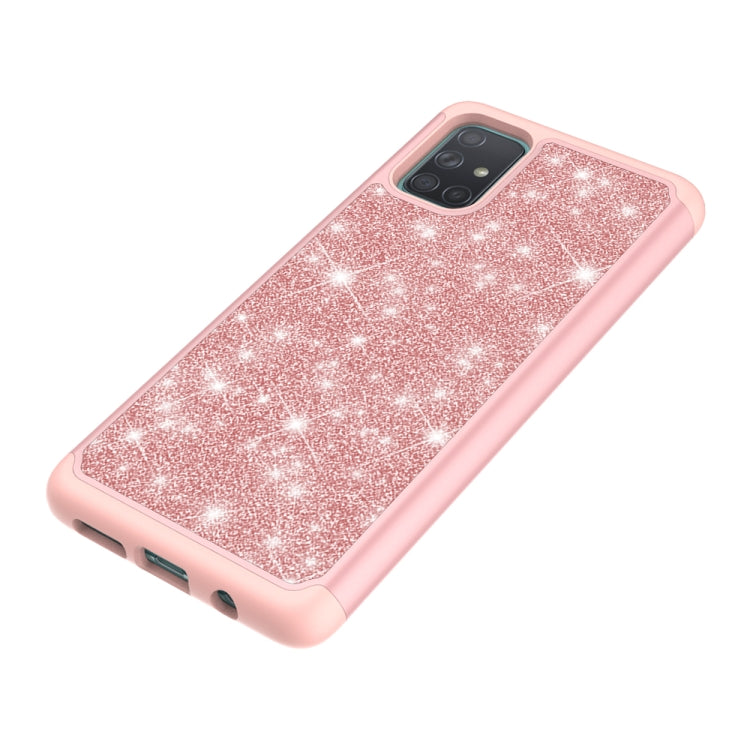 For Samsung Galaxy A71 Glitter Powder Contrast Skin Shockproof Silicone + PC Protective Case
