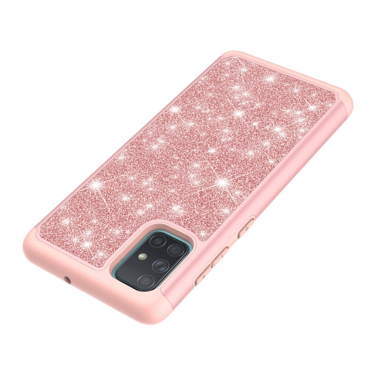 For Samsung Galaxy A71 Glitter Powder Contrast Skin Shockproof Silicone + PC Protective Case