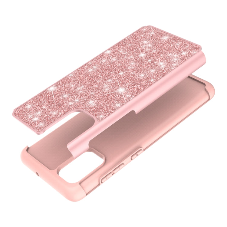 For Samsung Galaxy A71 Glitter Powder Contrast Skin Shockproof Silicone + PC Protective Case