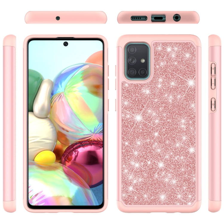 For Samsung Galaxy A71 Glitter Powder Contrast Skin Shockproof Silicone + PC Protective Case