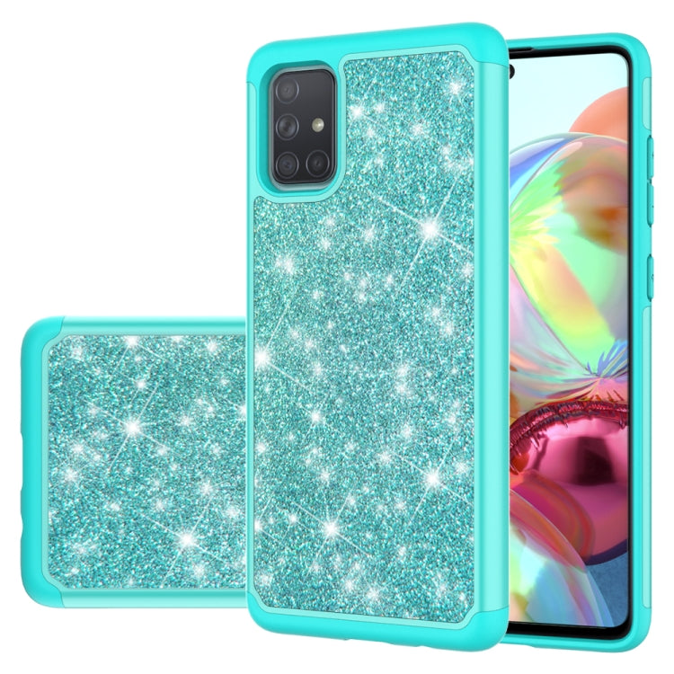 For Samsung Galaxy A71 Glitter Powder Contrast Skin Shockproof Silicone + PC Protective Case