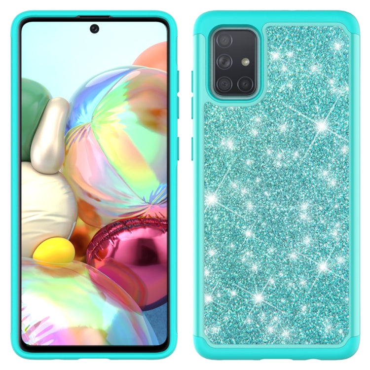 For Samsung Galaxy A71 Glitter Powder Contrast Skin Shockproof Silicone + PC Protective Case