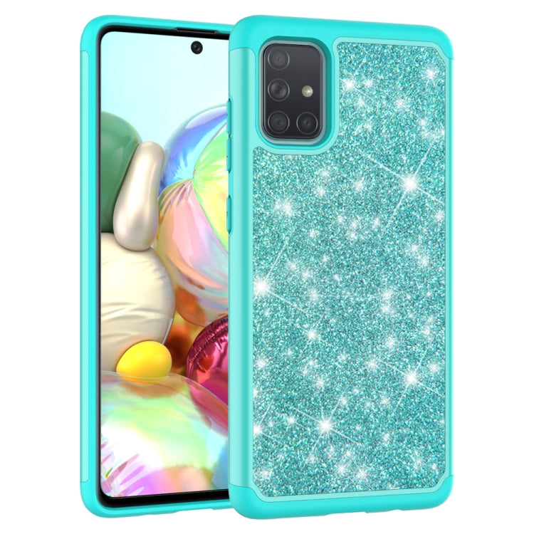 For Samsung Galaxy A71 Glitter Powder Contrast Skin Shockproof Silicone + PC Protective Case