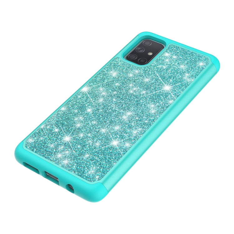 For Samsung Galaxy A71 Glitter Powder Contrast Skin Shockproof Silicone + PC Protective Case