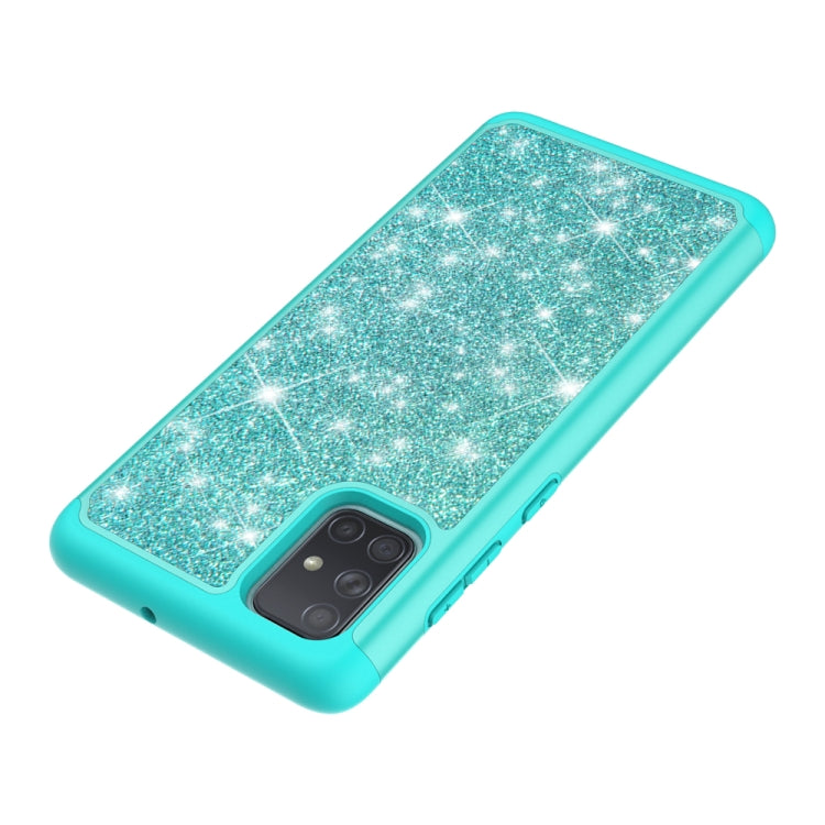 For Samsung Galaxy A71 Glitter Powder Contrast Skin Shockproof Silicone + PC Protective Case