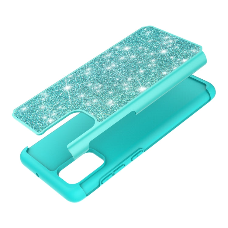 For Samsung Galaxy A71 Glitter Powder Contrast Skin Shockproof Silicone + PC Protective Case