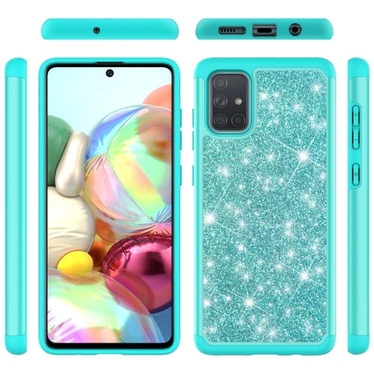 For Samsung Galaxy A71 Glitter Powder Contrast Skin Shockproof Silicone + PC Protective Case