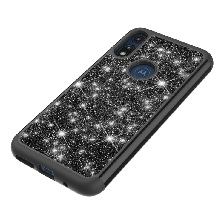For Motorola Moto E7 Glitter Powder Contrast Skin Shockproof Silicone + PC Protective Case