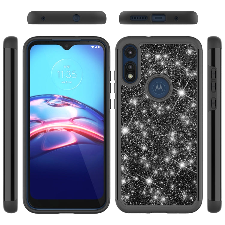 For Motorola Moto E7 Glitter Powder Contrast Skin Shockproof Silicone + PC Protective Case