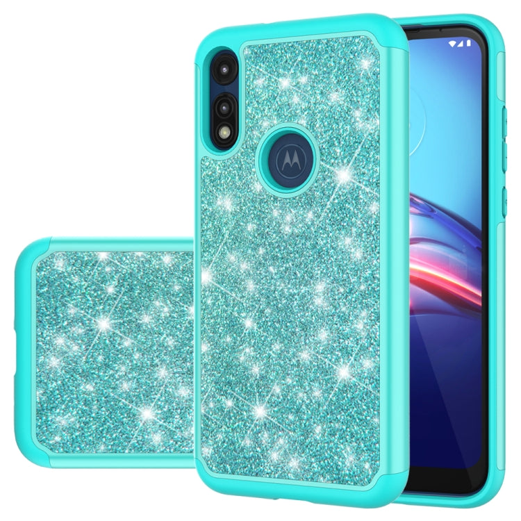 For Motorola Moto E7 Glitter Powder Contrast Skin Shockproof Silicone + PC Protective Case