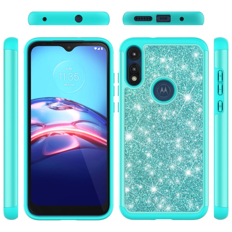 For Motorola Moto E7 Glitter Powder Contrast Skin Shockproof Silicone + PC Protective Case