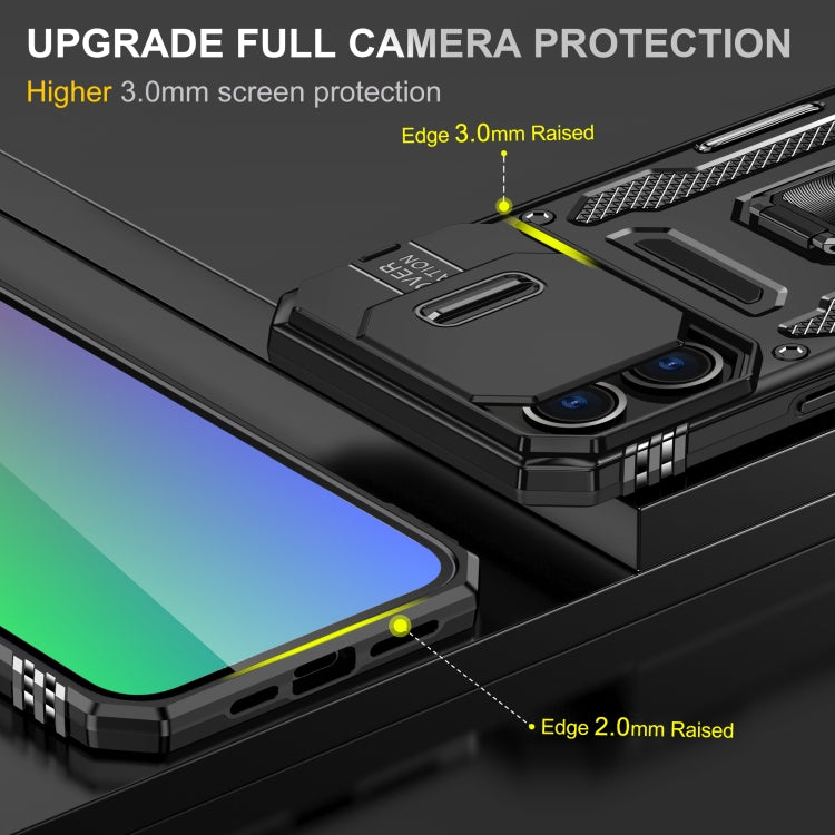 For iPhone 16 Pro Max Armor PC + TPU Camera Shield Phone Case