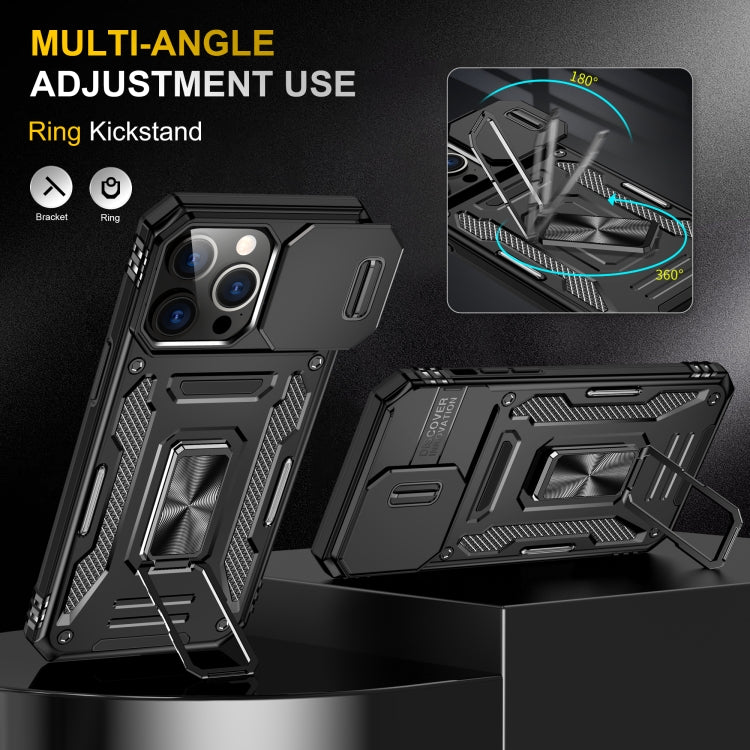 For iPhone 16 Pro Armor PC + TPU Camera Shield Phone Case