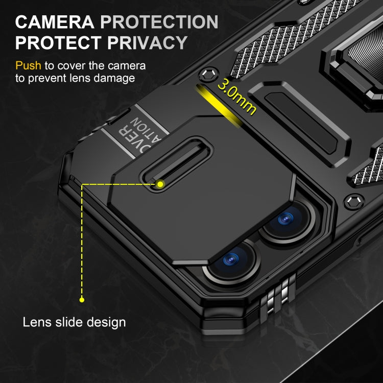 For iPhone 16 Pro Armor PC + TPU Camera Shield Phone Case