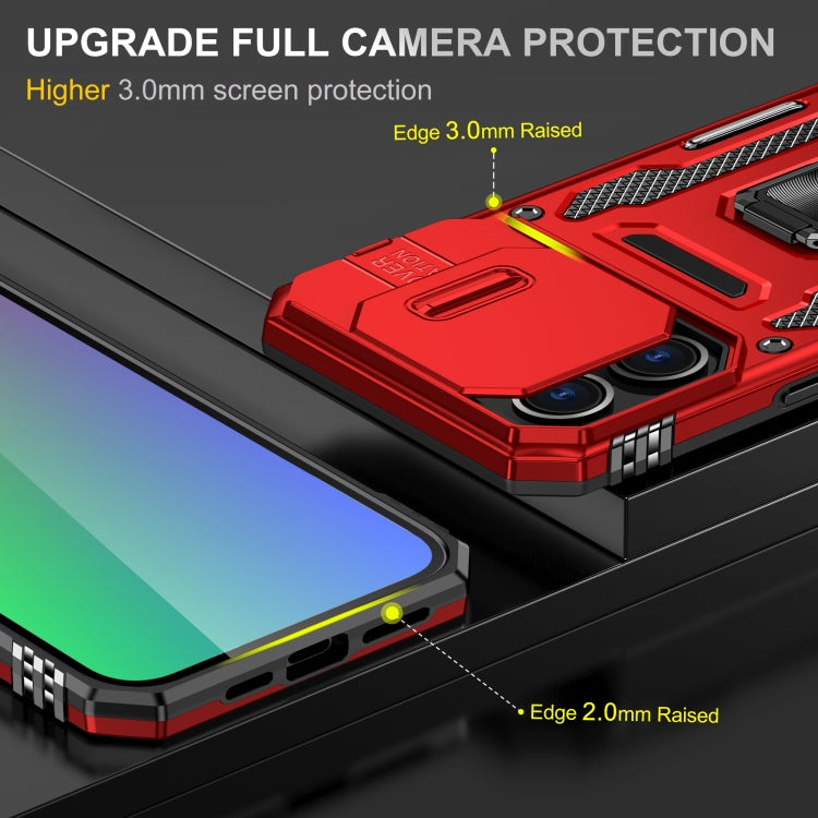 For iPhone 16 Pro Armor PC + TPU Camera Shield Phone Case